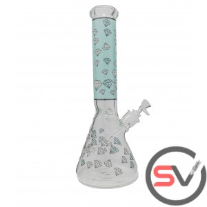 DIAMOND GLASS BEAKER With ICE CATCHER 14inch - AQUA